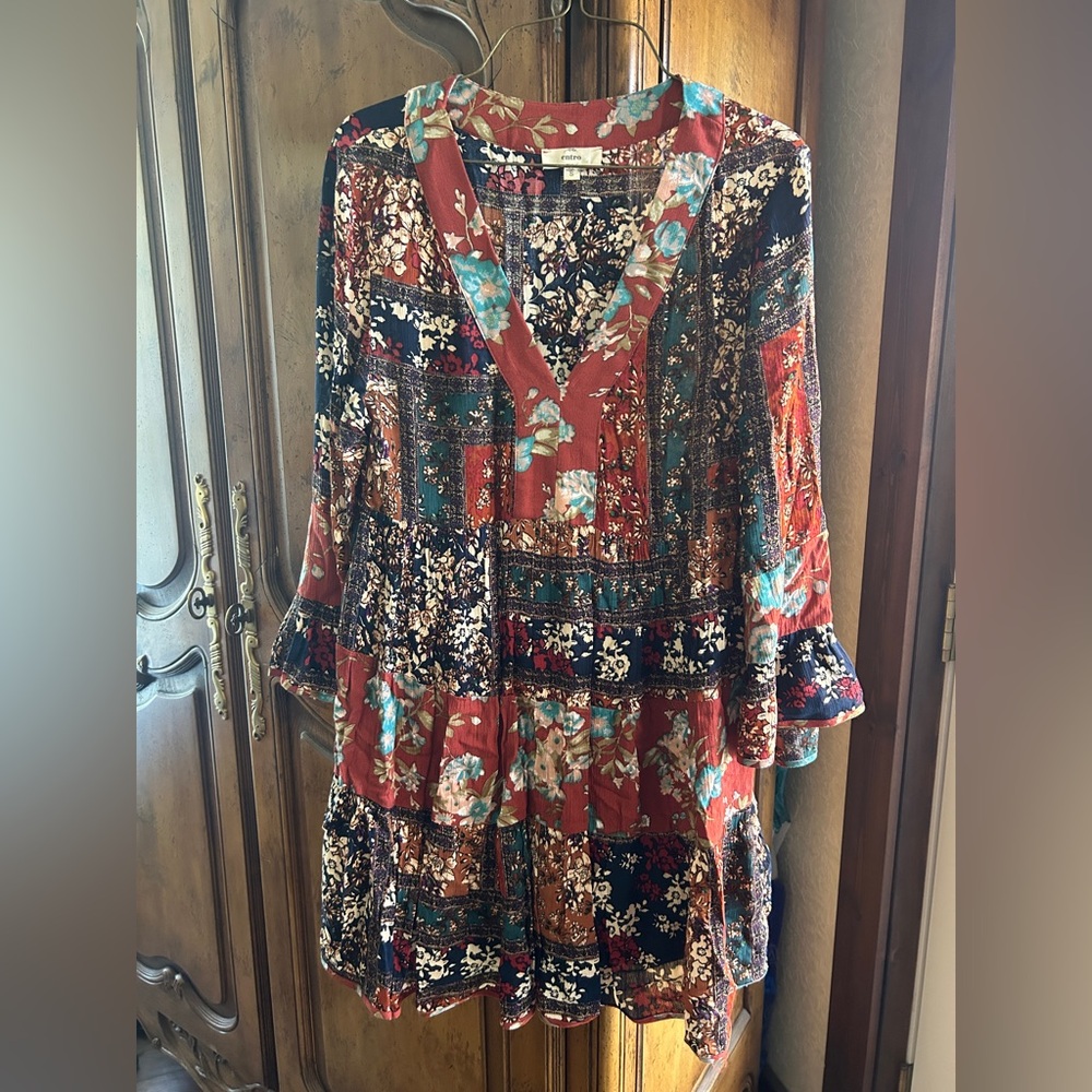 entro Red Multi Floral Patchwork Tunic